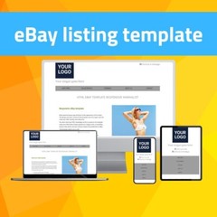 eBay Template RESPONSIVE minimalist – grey – Editor included – no html required