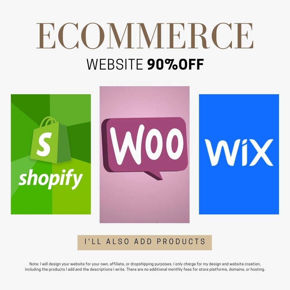 I will design your Shopify, WooCommerce, or Wix website and add your products