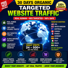 30 Days Organic Targeted Website Traffic | Real Human GEO Visitors | USA UK CA A