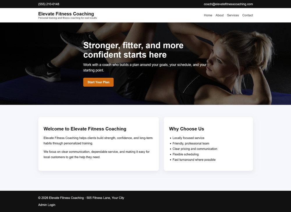 PHP Personal Trainer Website Template | Fitness Coach Web Design | Admin Panel