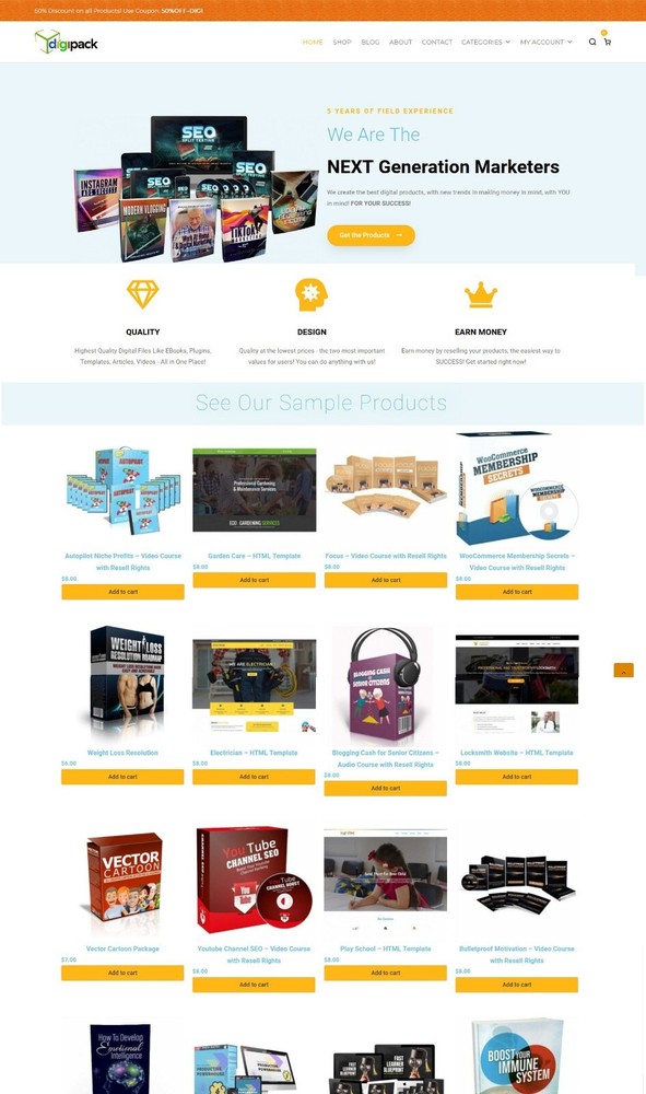 Make Money Online – Digital Products Store With 800 Products, Fully Automated