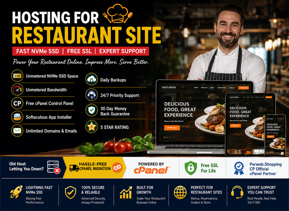 Hosting for Restaurant Site – 🍽️ Secure SSD + SSL + Email + Support – $14.99/Yr