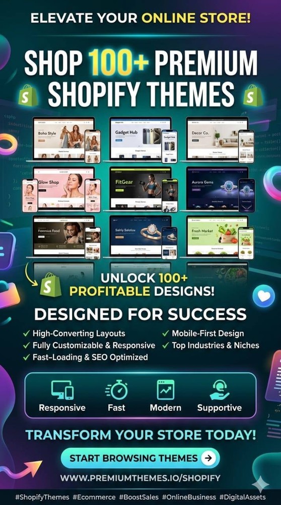 shopify theme 100+ Premium Themes