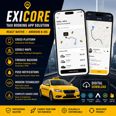 Exicore Taxi Mobile App | React Native Ride Booking Solution | Android & iOS