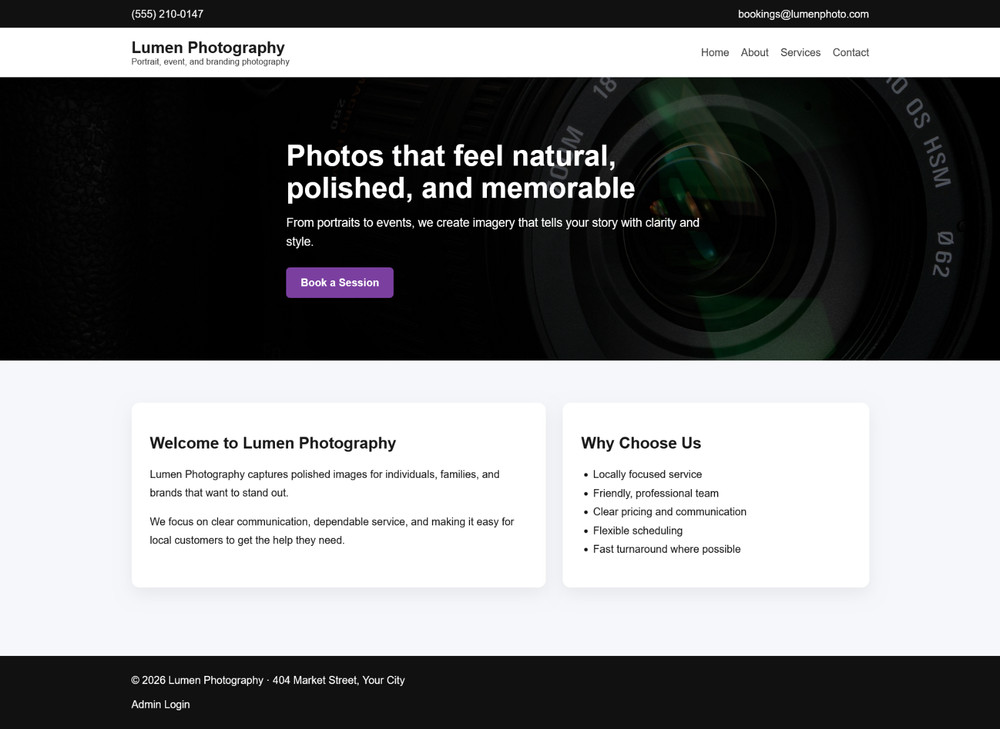 PHP Photography Website Template | With Admin Panel | USB Drive + Download