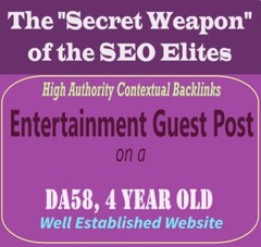 Premium SEO Guest Post on my DA50+ Entertainment Blog with Dofollow backlink