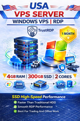 USA Windows VPS RDP Server 4GB RAM 300GB SSD High Speed Remote Desktop