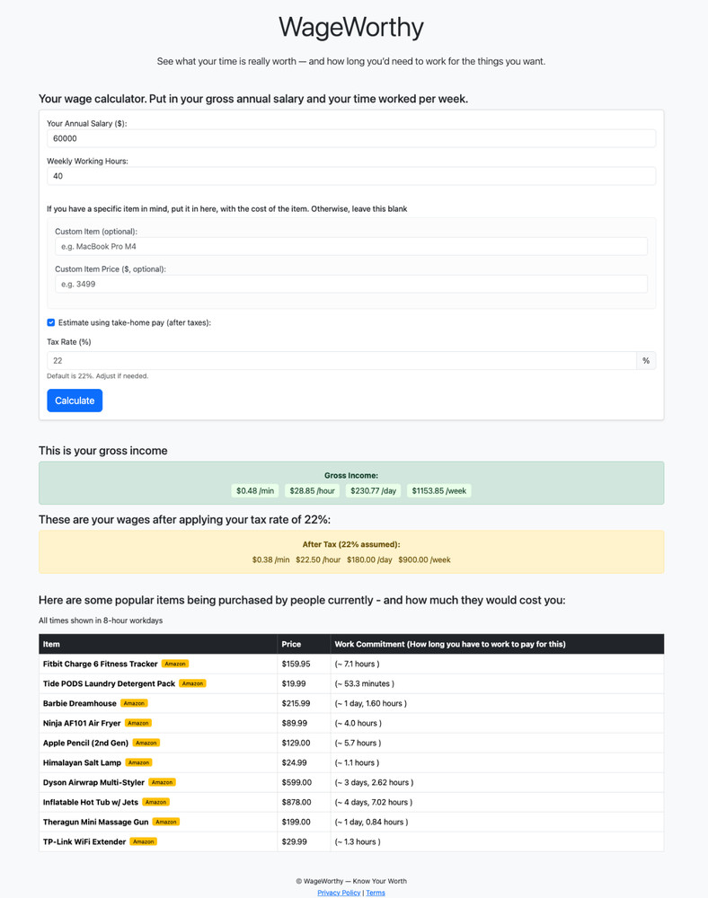 WageWorthy.com – Domain name and Complete custom web application