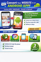Convert Website To Android App | WebView APK/AAB | 3 Day Delivery