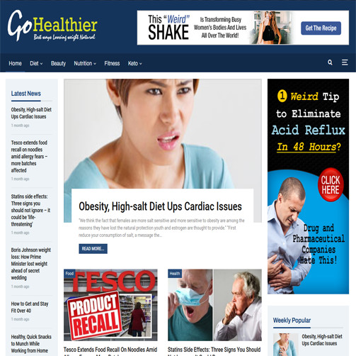 Self Updating Health News Website – No work needed. Huge Earnings Potential