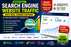 1000 Real Search Engine Website Traffic | Organic Visitors | SEO Promotion