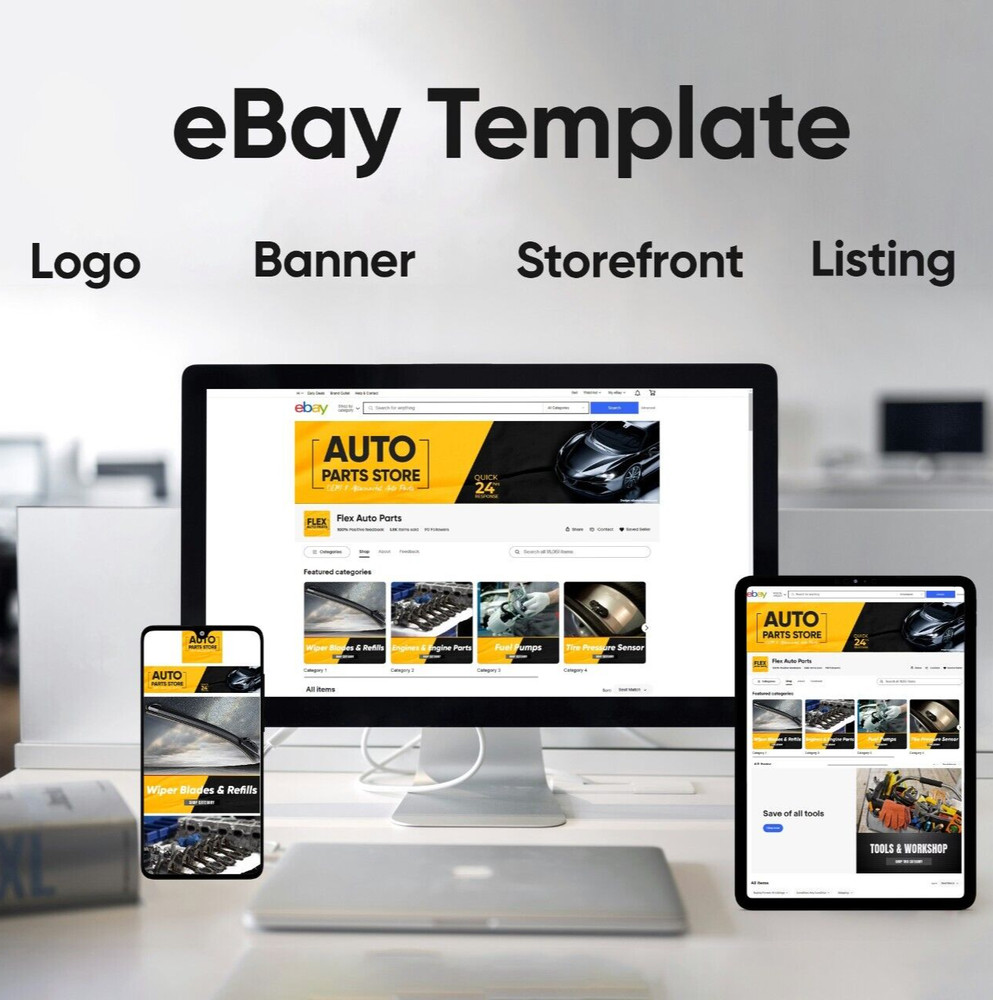 Custom 2025 eBay HTML listing template design modification.