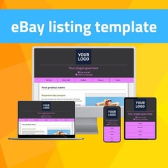 eBay Template – Responsive modern – black – Mobile Optimized + Editor