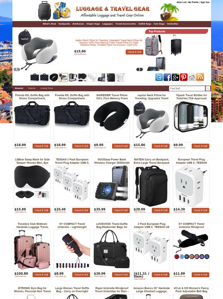 Travel Gear Store – Amazon, eBay, ClinkBank Affiliate Website – AUTO UPDATE