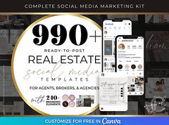 Luxury Real Estate Social Media Marketing Kit | 990+ Premium Canva Templates