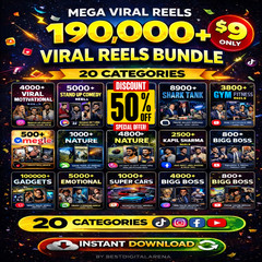 190,000+ Viral Reels Bundle, 20 Categories, Digital download