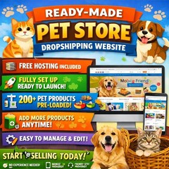 READY-MADE DROPSHIPPING Store 200+ Products Pet Store Free Hosting + Setup